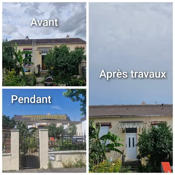 Rénovation complète — avant / après, chantier M. Charpentier